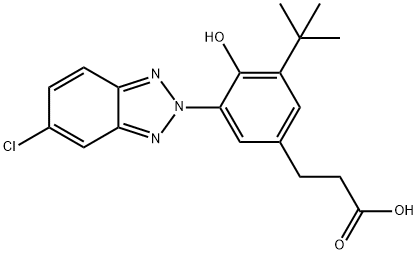 Benzenepropanoic acid, 3-(5-chloro-2H-benzotriazol-2-yl)-5-(1,1-dimethylethyl)-4-hydroxy- Structure
