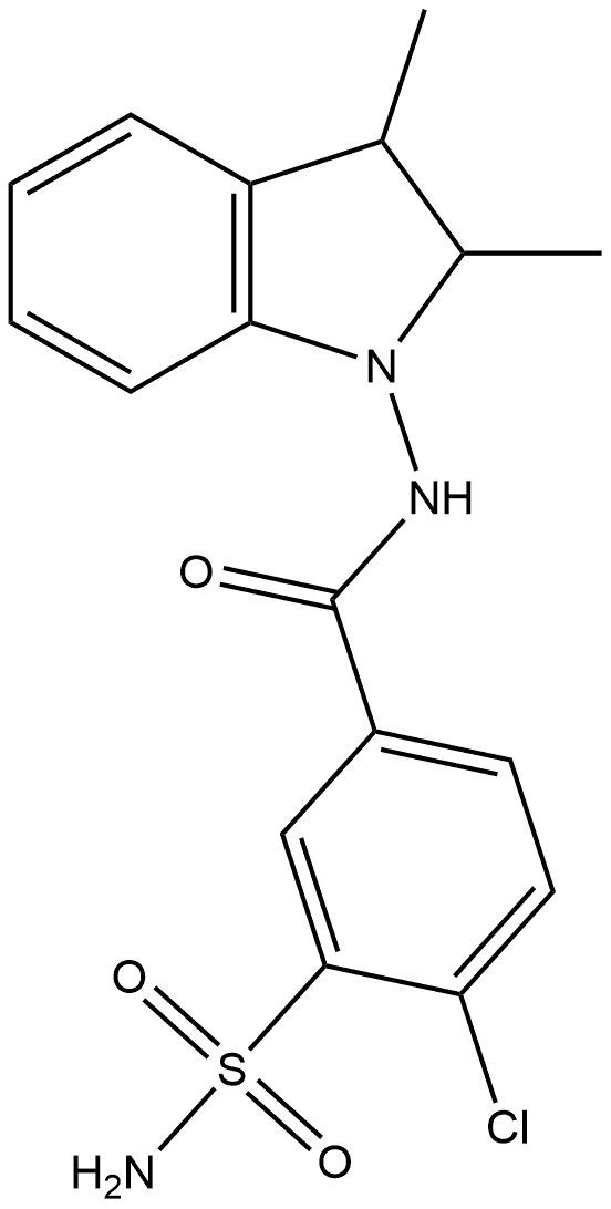 3-(Aminosulfonyl)-4-chloro-N-(2,3-dihydro-2,3-dimethyl-1H-indol-1-yl)benzamide Structure