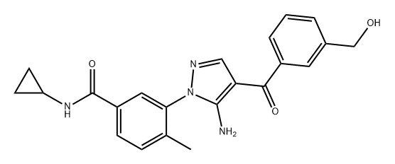 836682-70-3 Benzamide, 3-[5-amino-4-[3-(hydroxymethyl)benzoyl]-1H-pyrazol-1-yl]-N-cyclopropyl-4-methyl-