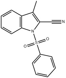 1H-Indole-2-carbonitrile, 3-methyl-1-(phenylsulfonyl)- 化学構造式