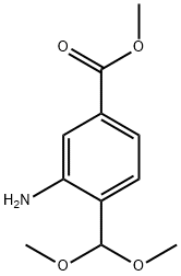 Benzoic acid, 3-amino-4-(dimethoxymethyl)-, methyl ester 化学構造式