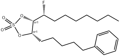 1,3,2-Dioxathiolane, 4-[(1R)-1-fluorooctyl]-5-(5-phenylpentyl)-, 2,2-dioxide, (4S,5S)-rel- Struktur