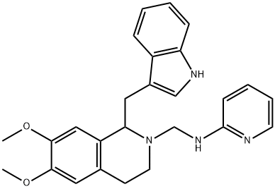 N-((1-((1H-Indol-3-yl)methyl)-6,7-dimethoxy-3,4-dihydroisoquinolin-2(1H)-yl)methyl)pyridin-2-amine 结构式