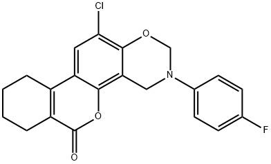 12-chloro-3-(4-fluorophenyl)-2,4,7,8,9,10-hexahydroisochromeno[3,4-f][1,3]benzoxazin-6-one 结构式