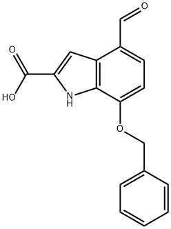 7-(Benzyloxy)-4-formyl-1H-indole-2-carboxylic acid 化学構造式