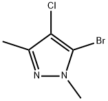 1H-Pyrazole, 5-bromo-4-chloro-1,3-dimethyl- 化学構造式