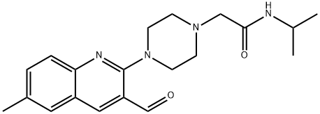 2-[4-(3-formyl-6-methylquinolin-2-yl)piperazin-1-yl ]-N-(propan-2-yl)acetamide 化学構造式