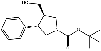 反式-3-(羟甲基)-4-苯基吡咯烷-1-羧酸叔丁酯,848307-25-5,结构式