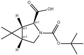 rel-(1R,2S,5S)-3-(tert-butoxycarbonyl)-6,6-dimethyl-3-azabicyclo[3.1.0]hexane-2-carboxylic acid 化学構造式
