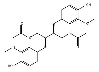 1,4-Butanediol, 2,3-bis[(4-hydroxy-3-methoxyphenyl)methyl]-, 1,4-diacetate, (2R,3R)- Struktur