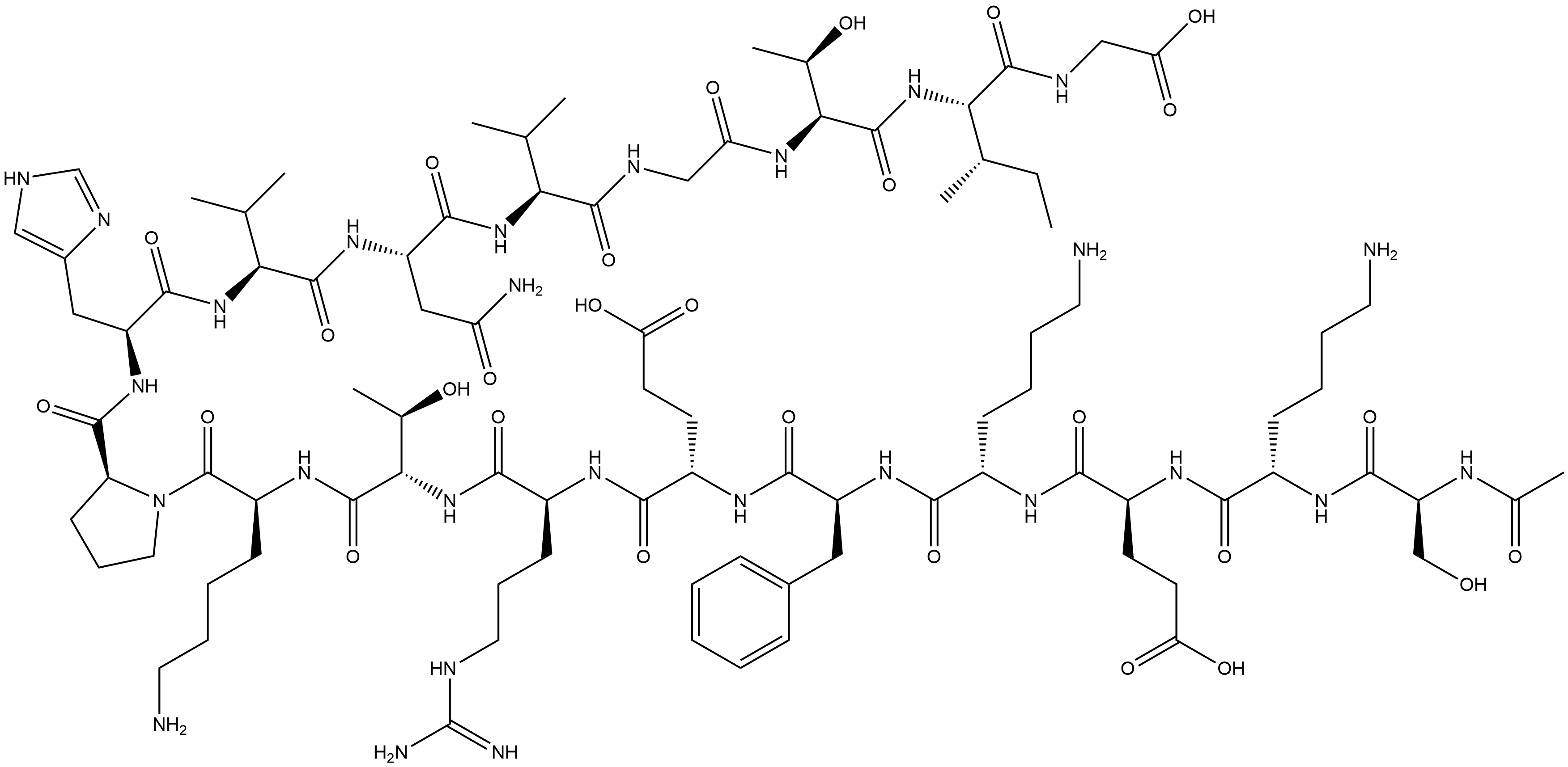 Glycine, N-acetyl-L-seryl-L-lysyl-L-α-glutamyl-L-lysyl-L-phenylalanyl-L-α-glutamyl-L-arginyl-L-threonyl-L-lysyl-L-prolyl-L-histidyl-L-valyl-L-asparaginyl-L-valylglycyl-L-threonyl-L-isoleucyl- (9CI) Struktur