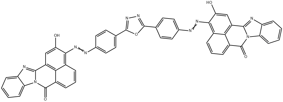 3,3'-[1,3,4-oxadiazole-2,5-diylbis(4,1-phenyleneazo)]bis[2-hydroxy-7H-Benzimidazo[2,1-a] benz[de]isoquinolin-7-one Structure