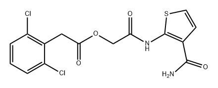 2-((3-甲酰胺基噻吩-2-基)氨基)-2-氧代乙基 2-(2,6-二氯苯基)乙酸酯,850019-35-1,结构式