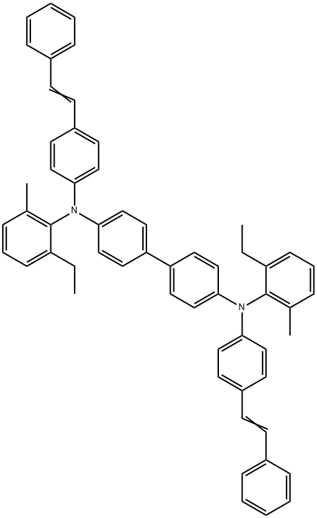 [1,1'-Biphenyl]-4,4'-diamine, N4,N4'-bis(2-ethyl-6-methylphenyl)-N4,N4'-bis[4-(2-phenylethenyl)phenyl]- Structure