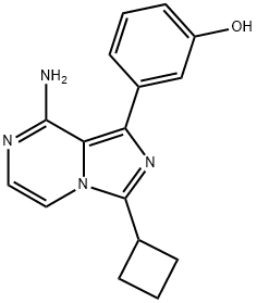 3-(8-氨基-3-环丁基咪唑并[1,5-A]吡嗪-1-基)苯酚 结构式