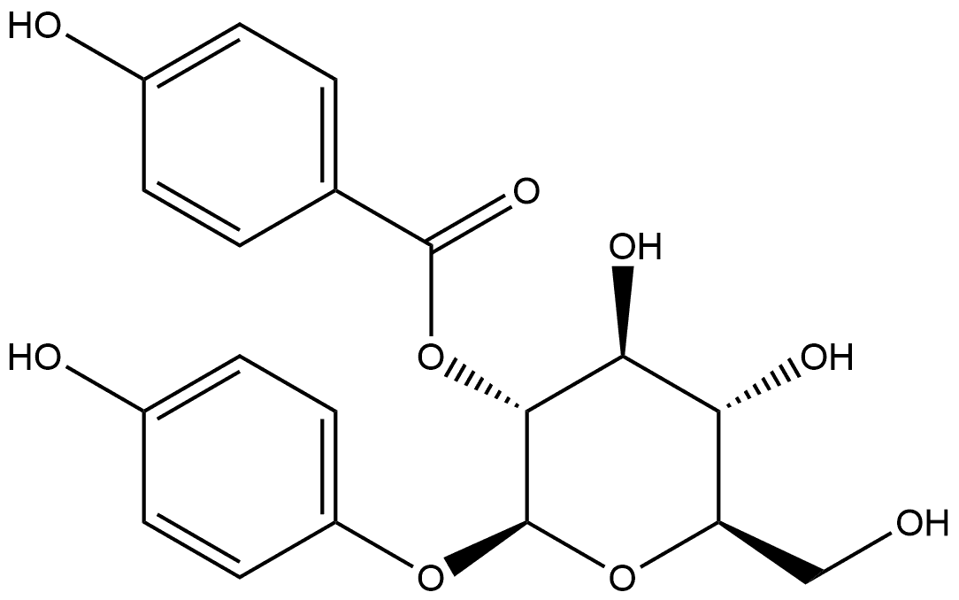 β-D-Glucopyranoside, 4-hydroxyphenyl, 2-(4-hydroxybenzoate) Structure