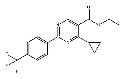 5-Pyrimidinecarboxylic acid, 4-cyclopropyl-2-[4-(trifluoromethyl)phenyl]-, ethyl ester 化学構造式