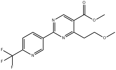 5-Pyrimidinecarboxylic acid, 4-(2-methoxyethyl)-2-[6-(trifluoromethyl)-3-pyridinyl]-, methyl ester,851070-07-0,结构式