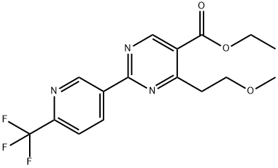 5-Pyrimidinecarboxylic acid, 4-(2-methoxyethyl)-2-[6-(trifluoromethyl)-3-pyridinyl]-, ethyl ester Structure