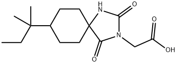 8-(1,1-二甲基丙基)-2,4-二氧代-1,3-二氮杂螺[4.5]癸烷-3-乙酸 结构式