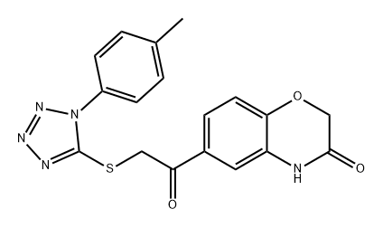 2H-1,4-Benzoxazin-3(4H)-one, 6-[2-[[1-(4-methylphenyl)-1H-tetrazol-5-yl]thio]acetyl]- 化学構造式