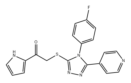 Ethanone, 2-[[4-(4-fluorophenyl)-5-(4-pyridinyl)-4H-1,2,4-triazol-3-yl]thio]-1-(1H-pyrrol-2-yl)- Struktur