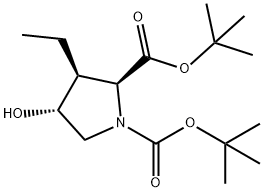 (2S,3S,4R)-3-乙基-4-羟基-1,2-吡咯烷二甲酸二叔丁酯 结构式