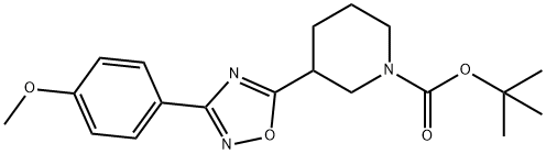 1-Piperidinecarboxylic acid, 3-[3-(4-methoxyphenyl)-1,2,4-oxadiazol-5-yl]-, 1,1-dimethylethyl ester Structure