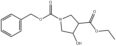 1,3-Pyrrolidinedicarboxylic acid, 4-hydroxy-, 3-ethyl 1-(phenylmethyl) ester Struktur