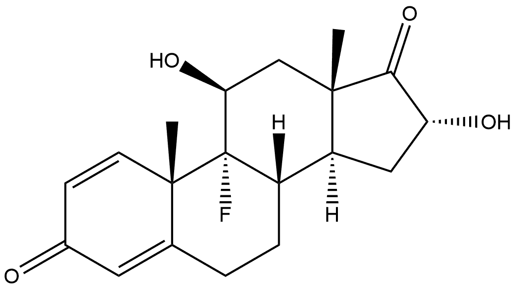 Androsta-1,4-diene-3,17-dione, 9-fluoro-11,16-dihydroxy-, (11β,16α)- (9CI) 化学構造式