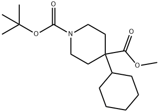 1-(1,1-Dimethylethyl) 4-methyl 4-cyclohexyl-1,4-piperidinedicarboxylate Structure