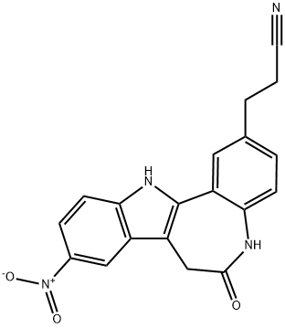 Indolo[3,2-d][1]benzazepine-2-propanenitrile, 5,6,7,12-tetrahydro-9-nitro-6-oxo-,852527-97-0,结构式