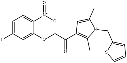Ethanone, 1-[2,5-dimethyl-1-(2-thienylmethyl)-1H-pyrrol-3-yl]-2-(5-fluoro-2-nitrophenoxy)- Struktur