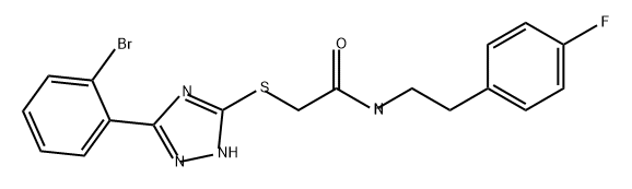 2-((5-(2-溴苯基)-1H-1,2,4-三唑-3-基)硫基)-N-(4-氟苯乙基)乙酰胺, 853325-19-6, 结构式