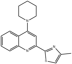 4-Methyl-2-(4-(piperidin-1-yl)quinolin-2-yl)thiazole,853333-53-6,结构式