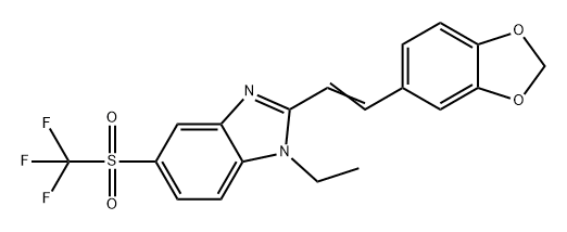1H-Benzimidazole, 2-[2-(1,3-benzodioxol-5-yl)ethenyl]-1-ethyl-5-[(trifluoromethyl)sulfonyl]- Structure