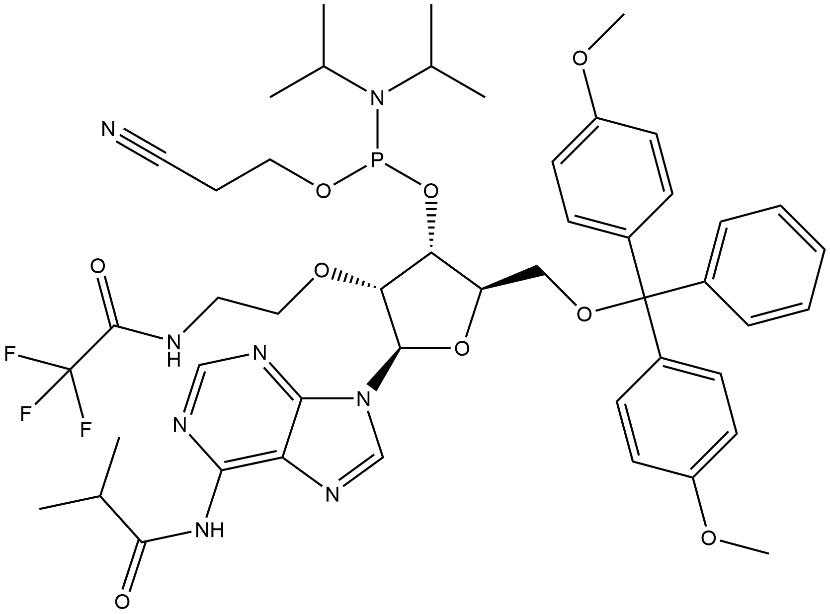 Adenosine, 5'-O-[bis(4-methoxyphenyl)phenylmethyl]-N-(2-methyl-1-oxopropyl)-2'-O-[2-[(trifluoroacetyl)amino]ethyl]-, 3'-[2-cyanoethyl bis(1-methylethyl)phosphoramidite] (9CI)|
