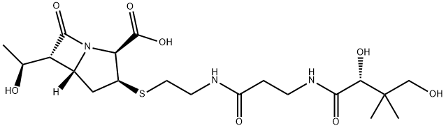 (2S,5β)-3β-[[2-[[3-[[(R)-2,4-ジヒドロキシ-3,3-ジメチル-1-オキソブチル]アミノ]-1-オキソプロピル]アミノ]エチル]チオ]-6α-[(S)-1-ヒドロキシエチル]-7-オキソ-1-アザビシクロ[3.2.0]ヘプタン-2β-カルボン酸 化学構造式