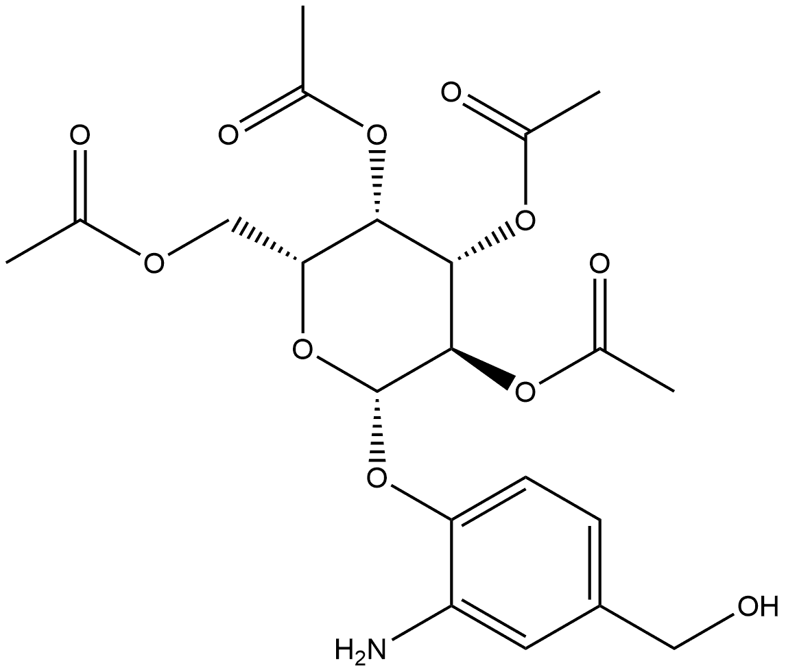 β-D-Galactopyranoside, 2-amino-4-(hydroxymethyl)phenyl, 2,3,4,6-tetraacetate 化学構造式