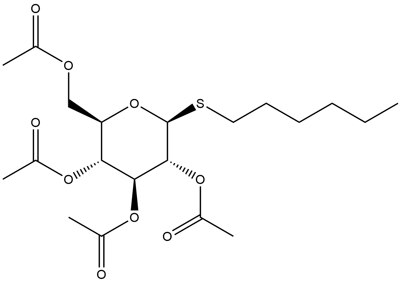 β-D-Glucopyranoside, hexyl 1-thio-, tetraacetate (9CI) Structure