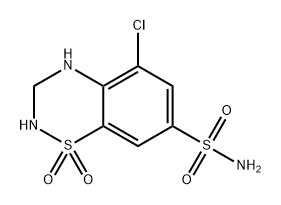 2H-1,2,4-Benzothiadiazine-7-sulfonamide, 5-chloro-3,4-dihydro-, 1,1-dioxide Structure