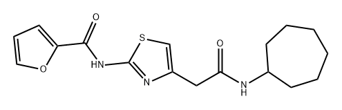 N-(4-(2-(环庚基氨基)-2-氧代乙基)噻唑-2-基)呋喃-2-甲酰胺 结构式