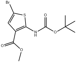 5-溴-2-((叔丁氧羰基)氨基)噻吩-3-羧酸甲酯,859204-25-4,结构式