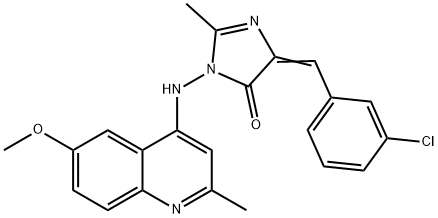 4-(3-Chlorobenzylidene)-1-((6-methoxy-2-methylquinolin-4-yl)amino)-2-methyl-1H-imidazol-5(4H)-one Struktur