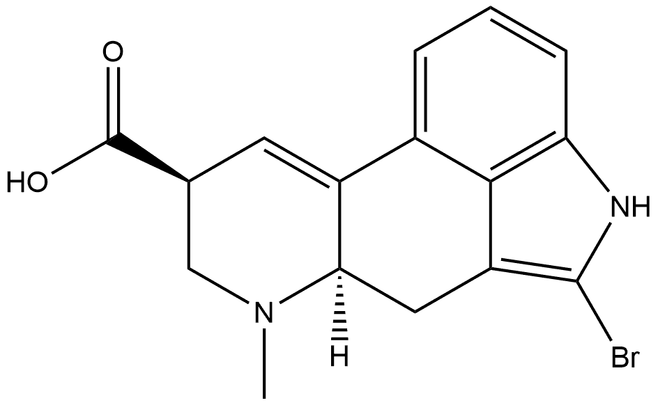 Ergoline-8-carboxylic acid, 2-bromo-9,10-didehydro-6-methyl-, (8α)- (9CI) Struktur