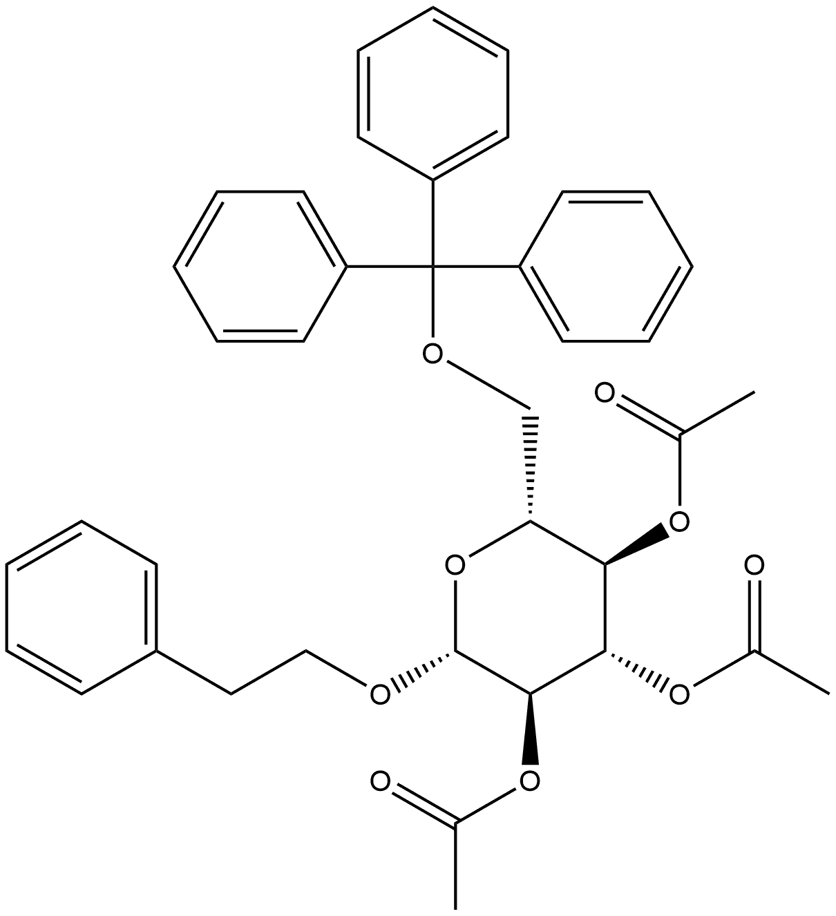 β-D-Glucopyranoside, 2-phenylethyl 6-O-(triphenylmethyl)-, triacetate (9CI)