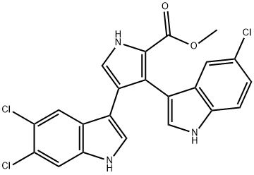 1H-Pyrrole-2-carboxylic acid, 3-(5-chloro-1H-indol-3-yl)-4-(5,6-dichloro-1H-indol-3-yl)-, methyl ester Struktur