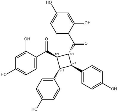 Methanone, [(1R,2R,3S,4S)-3,4-bis(4-hydroxyphenyl)-1,2-cyclobutanediyl]bis[(2,4-dihydroxyphenyl)-, rel- (9CI),861706-38-9,结构式