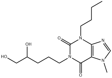 3-Butyl-1-(4,5-dihydroxypentyl)-7-methyl-1H-purine-2,6(3H,7H)-dione Struktur