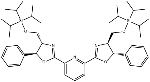 2,6-Bis((4S,5S)-5-phenyl-4-(((triisopropylsilyl)oxy)methyl)-4,5-dihydrooxazol-2-yl)pyridine Struktur